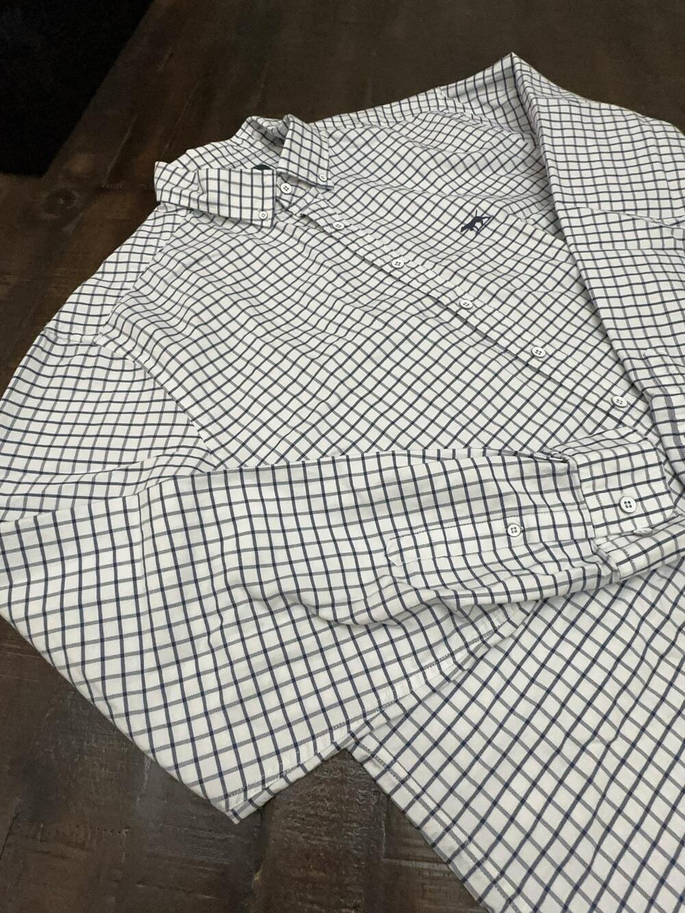 Rodd & Gunn Shirt Mens 3XL White Check Long Sleeve Button Down Cotton Italian